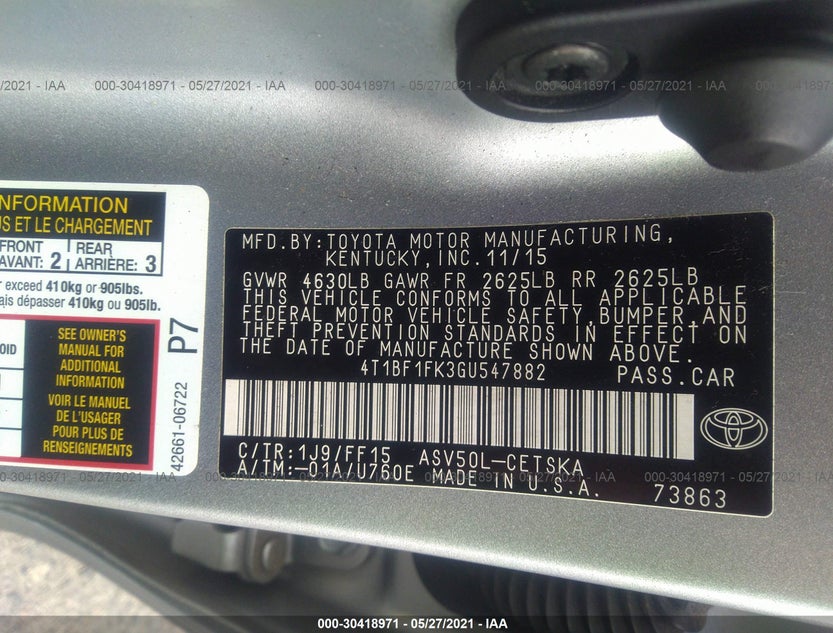4T1BF1FK3GU547882