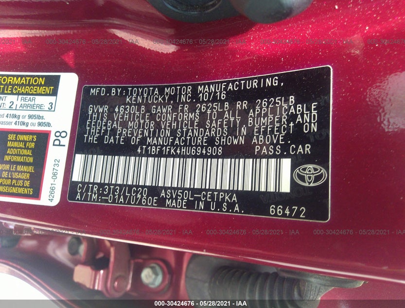 4T1BF1FK4HU694908