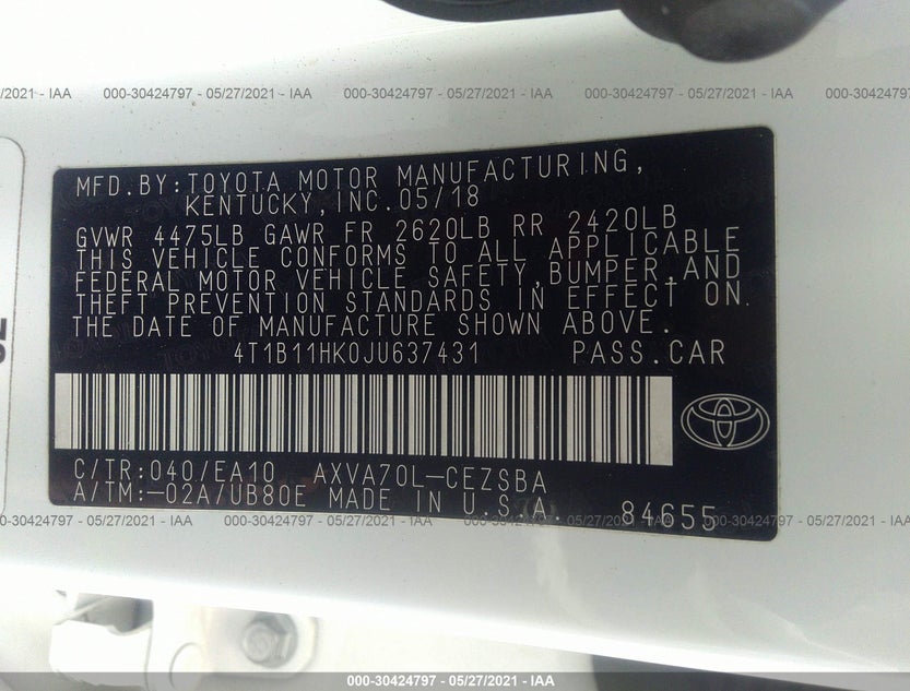 4T1B11HK0JU637431