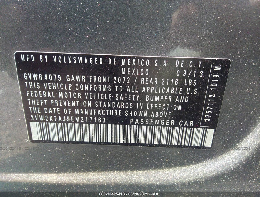 3VW2K7AJ9EM217163
