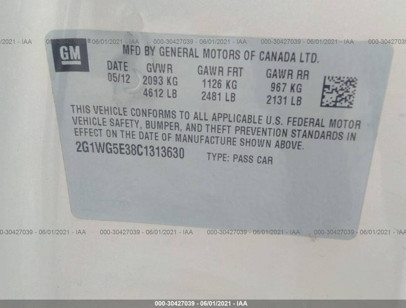 2G1WG5E38C1313630