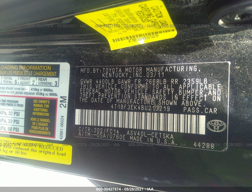 4T1BF3EK4BU213219