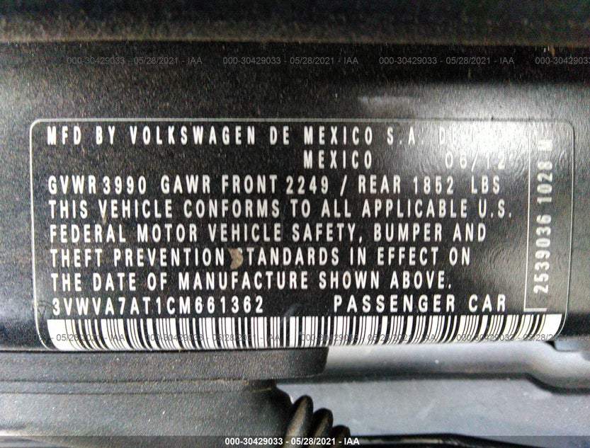 3VWVA7AT1CM661362