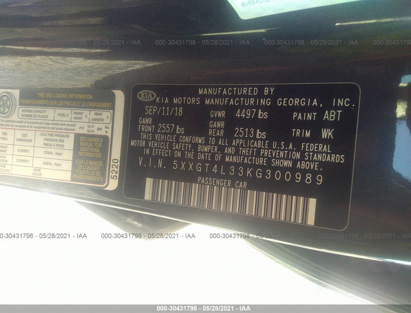 5XXGT4L33KG300989