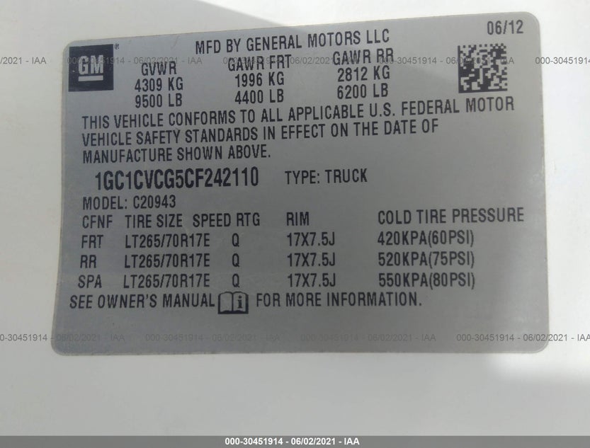 1GC1CVCG5CF242110