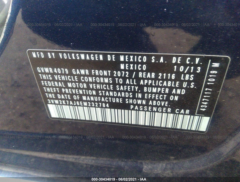 3VW2K7AJ6EM232784