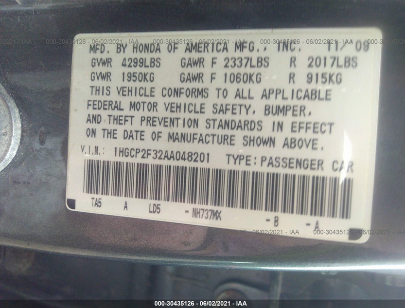 1HGCP2F32AA048201