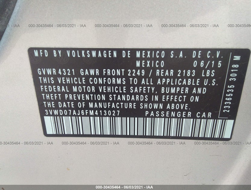 3VWD07AJ6FM413027