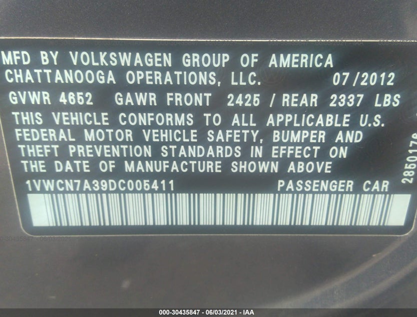 1VWCN7A39DC005411