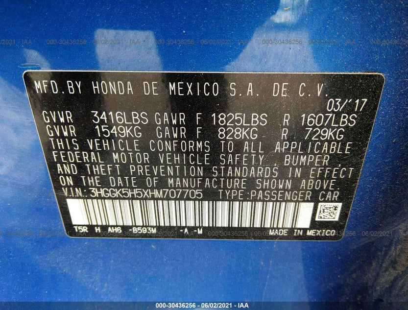 3HGGK5H5XHM707705