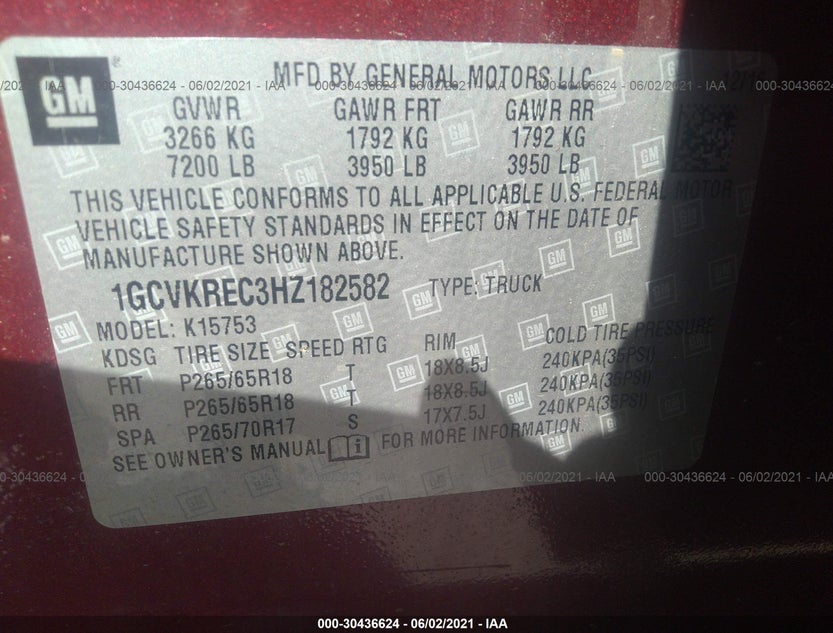 1GCVKREC3HZ182582