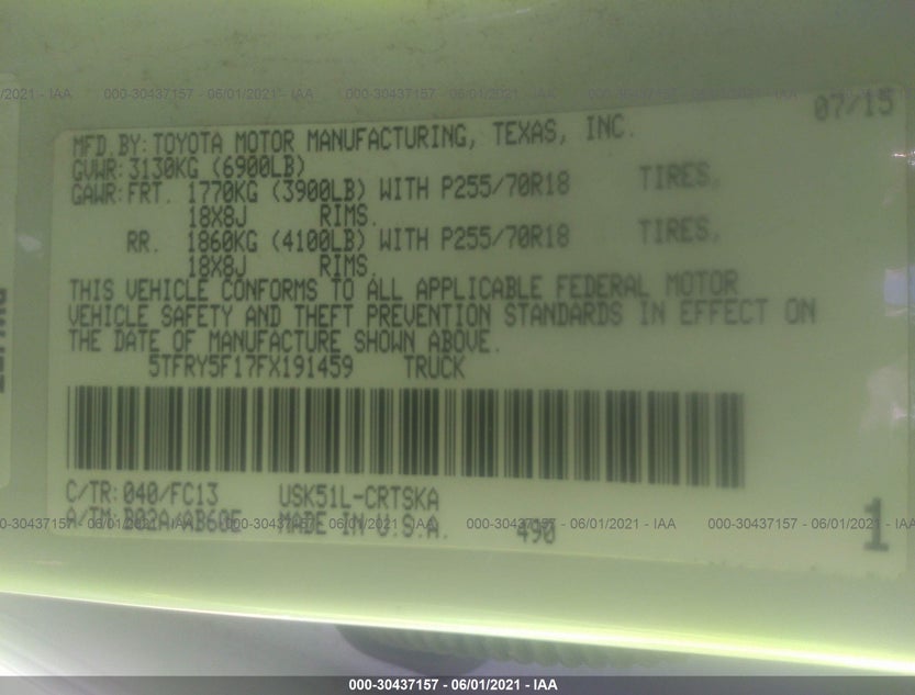 5TFRY5F17FX191459