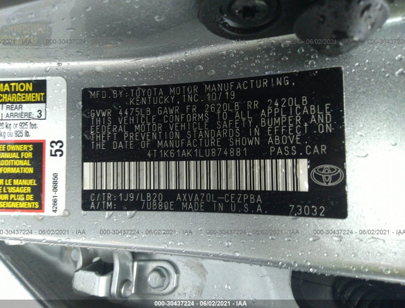 4T1K61AK1LU874881