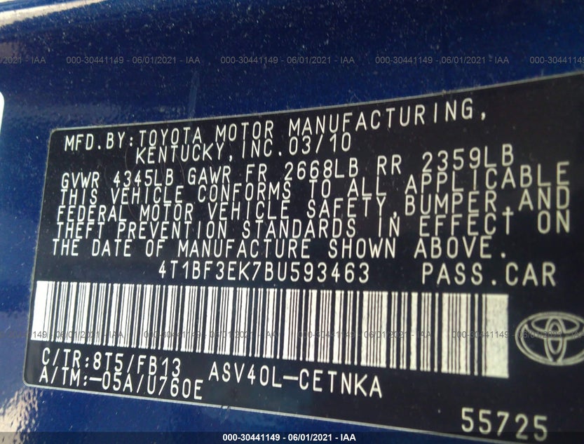 4T1BF3EK7BU593463