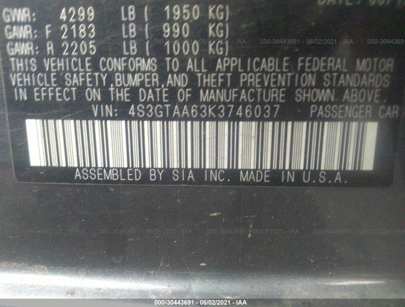 4S3GTAA63K3746037
