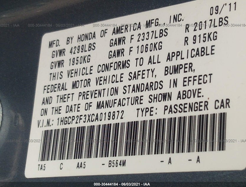 1HGCP2F3XCA019872