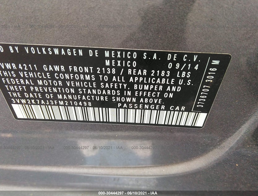 3VW2K7AJ3FM210498