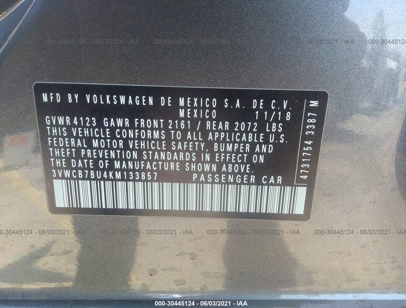 3VWCB7BU4KM133857
