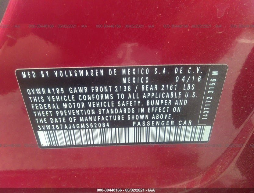 3VW267AJ4GM362084