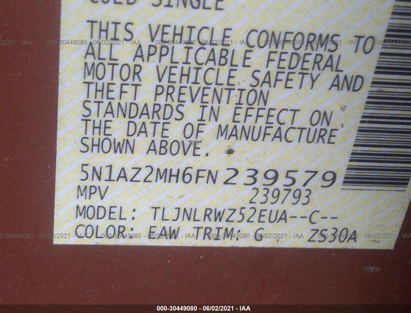 5N1AZ2MH6FN239579