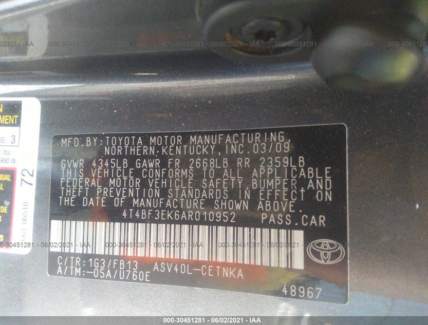 4T4BF3EK6AR010952