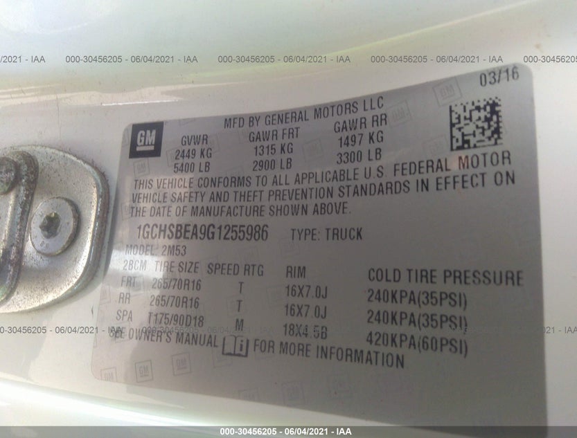 1GCHSBEA9G1255986
