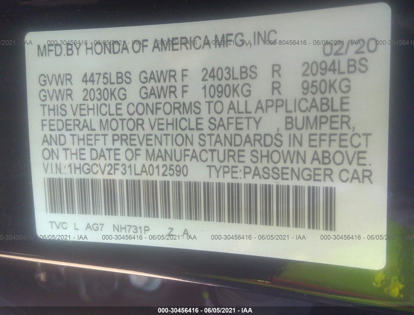 1HGCV2F31LA012590
