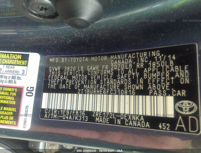 2T1BURHE6FC310816
