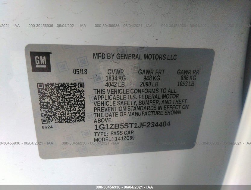 1G1ZB5ST1JF234404