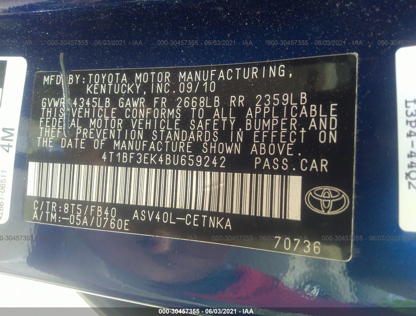 4T1BF3EK4BU659242