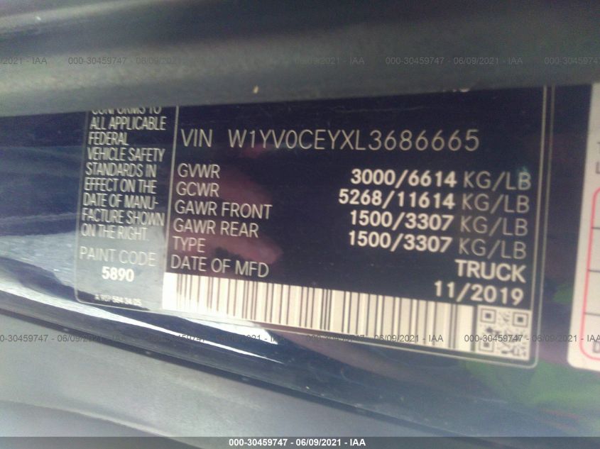 2020 Mercedes-Benz Metris VIN: W1YV0CEYXL3686665 Lot: 30459747