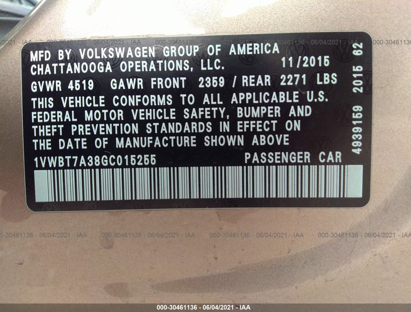 1VWBT7A38GC015255