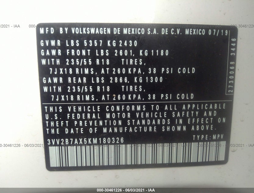 3VV2B7AX5KM180326