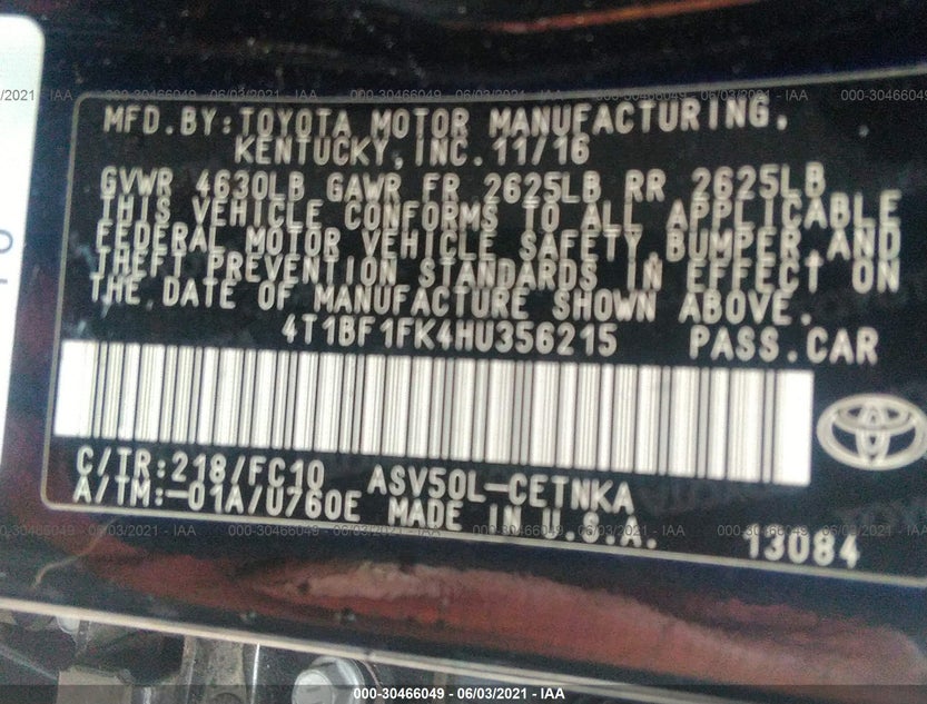 4T1BF1FK4HU356215