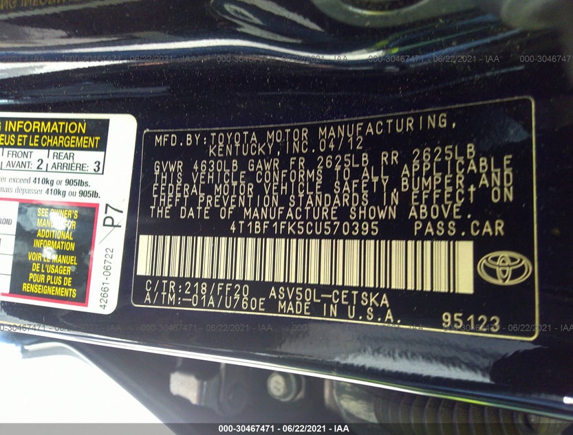 4T1BF1FK5CU570395