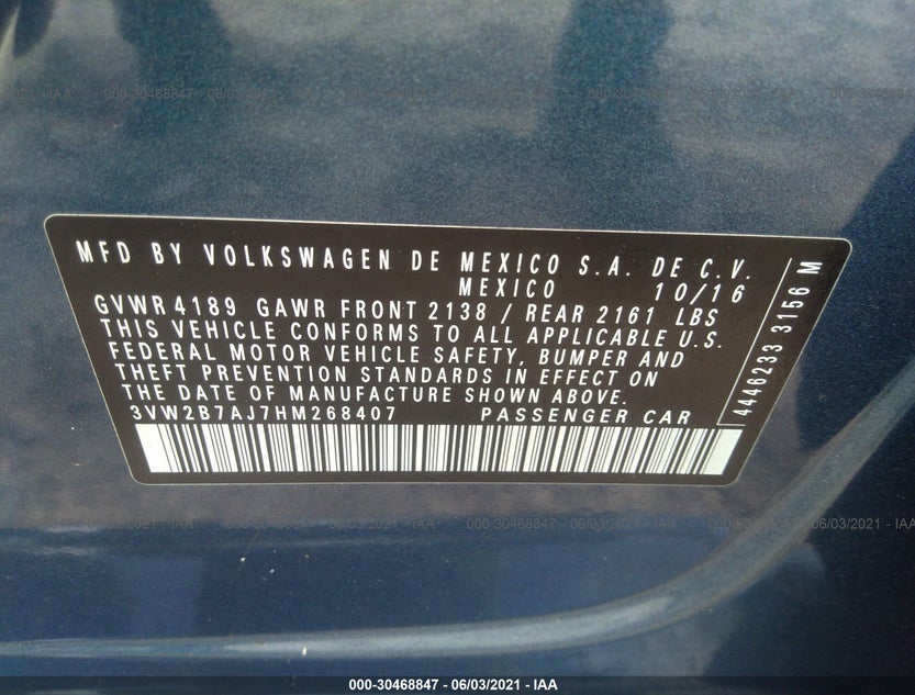 3VW2B7AJ7HM268407