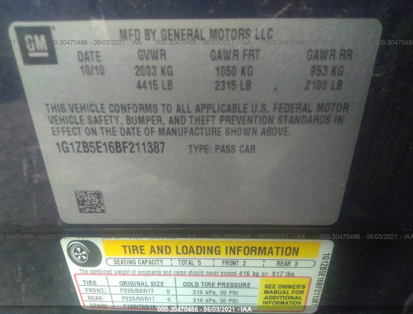 1G1ZB5E16BF211387