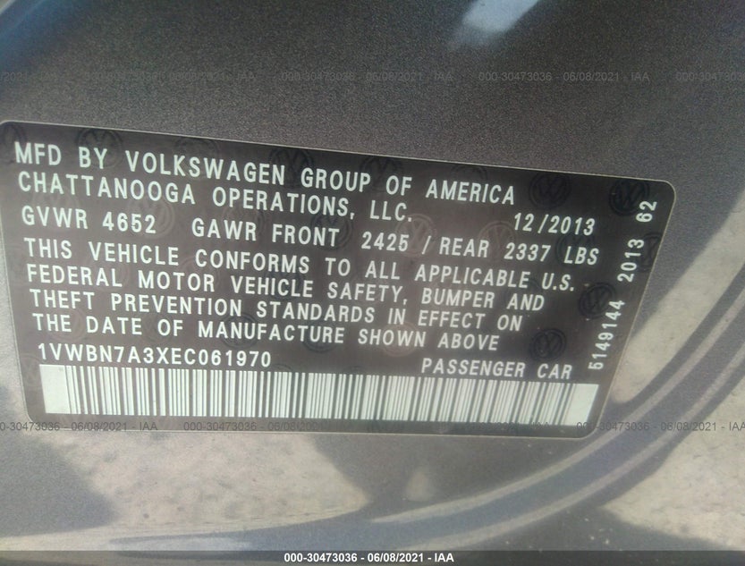 1VWBN7A3XEC061970