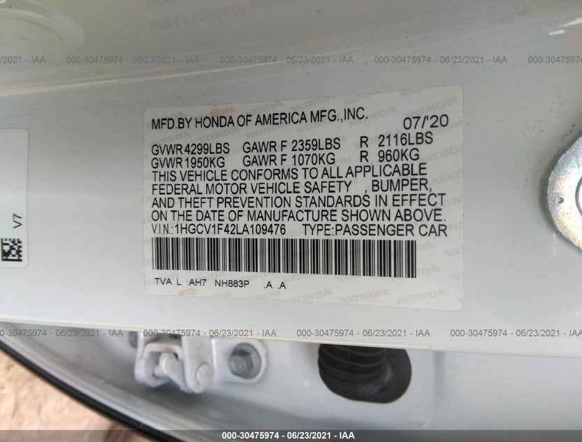 1HGCV1F42LA109476