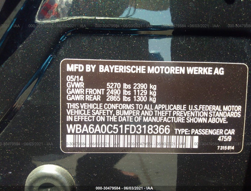 WBA6A0C51FD318366