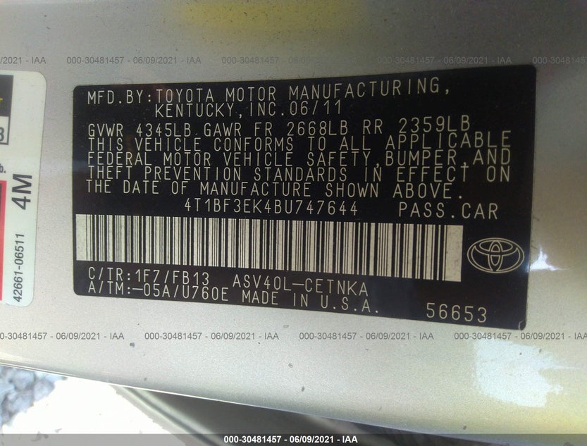 4T1BF3EK4BU747644