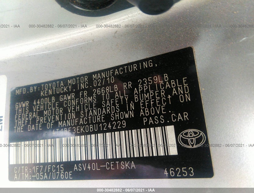 4T1BF3EK0BU124229