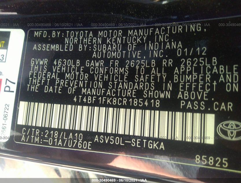 4T4BF1FK8CR185418
