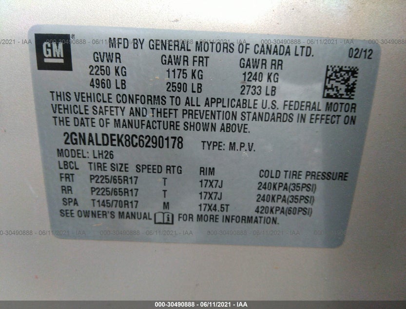 2GNALDEK8C6290178
