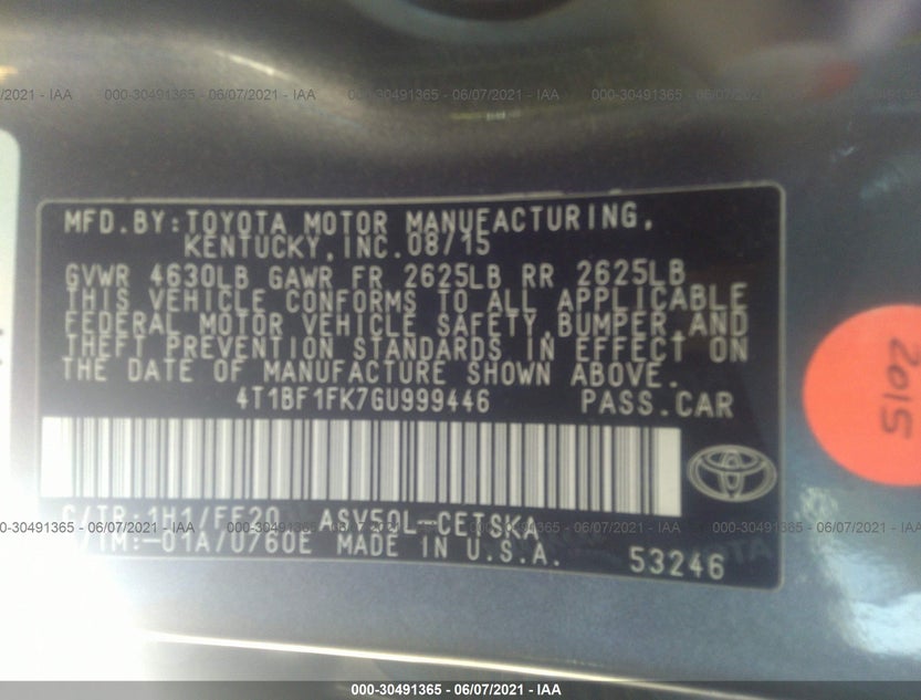 4T1BF1FK7GU999446