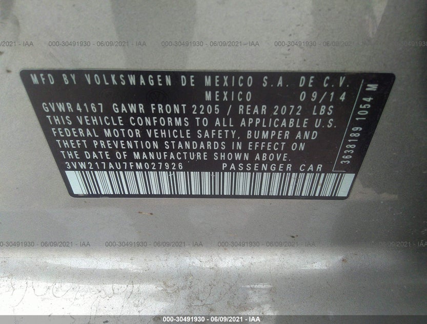 3VW217AU7FM027926