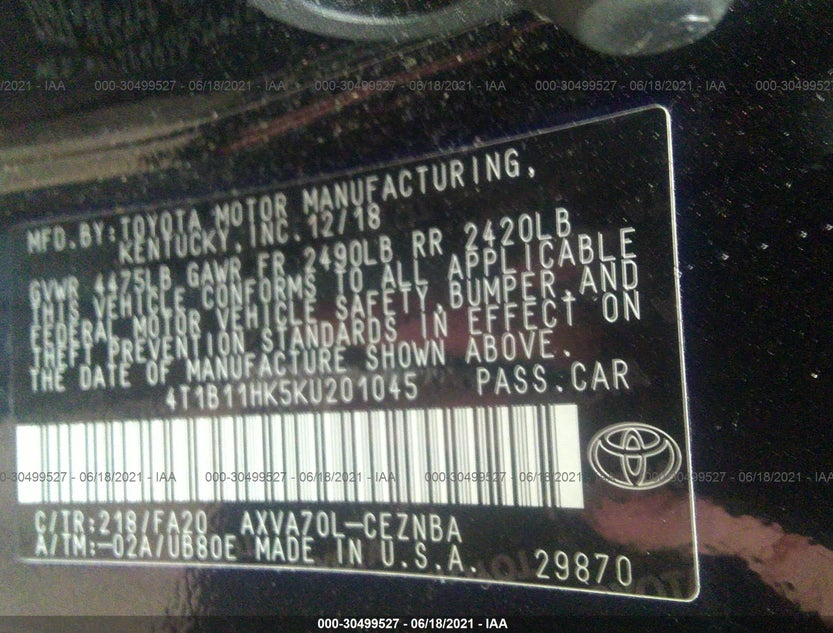 4T1B11HK5KU201045