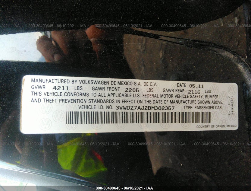3VWDZ7AJ2BM382357