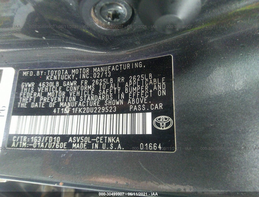 4T1BF1FK2DU229523