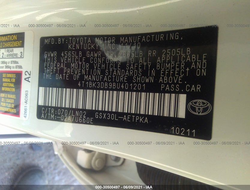 4T1BK3DB9BU401201